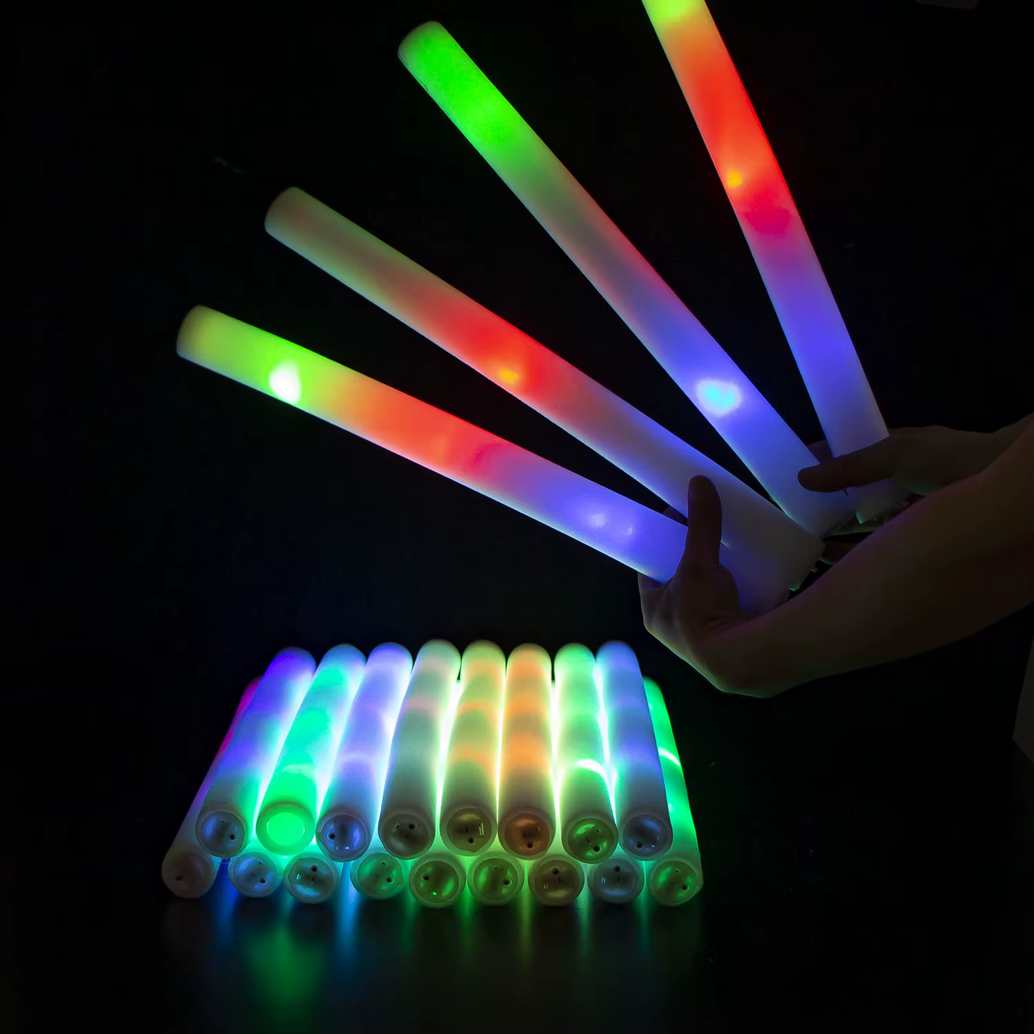 LED foam sticks at the party